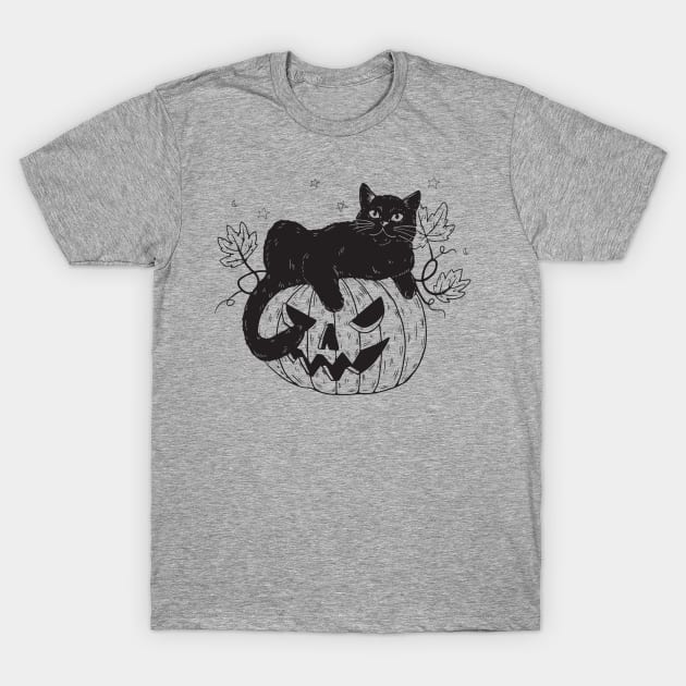 Halloween Pumpkin Cat T-Shirt by machmigo